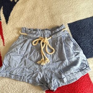 Forever 21 Sky Blue High Waist Shorts with Twine Belt